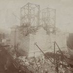 Construction of Williamsburg Bridge tower, Brooklyn side, looking southeast.1897-1898.